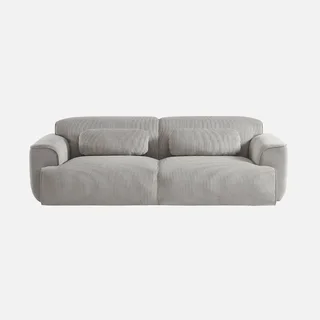 Sofá 3 lugares veludo corduroy greige design minimalista Wallas