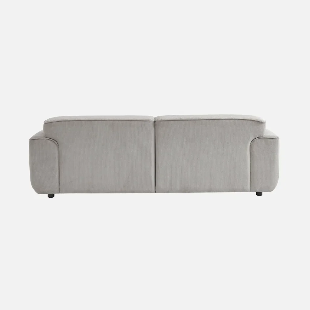 Sofá 3 lugares veludo corduroy greige design minimalista Wallas
