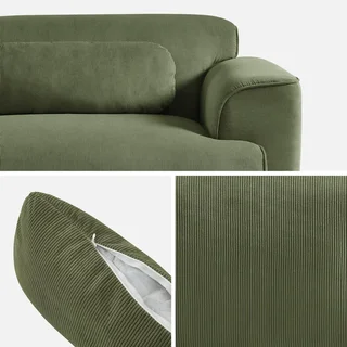 Sofá 3 lugares Wallas veludo canelado greige design contemporâneo