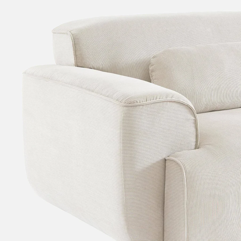 Sofá Wallas 3 Lugares Veludo Cotelê Greige Elegante e Confortável