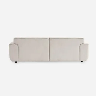 Sofá 3 lugares Wallas veludo canelado greige design contemporâneo