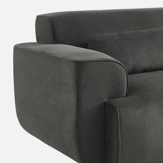 Sofá 3 Lugares Wallas Veludo Cotelê Greige Design Contemporâneo Sala de Estar