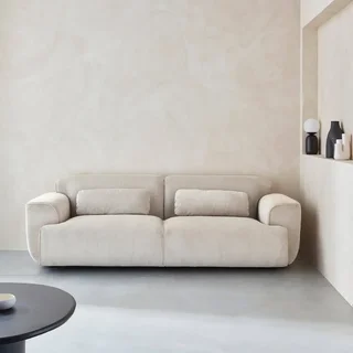 Sofá Wallas 3 Lugares Veludo Cotelê Greige Elegante e Confortável