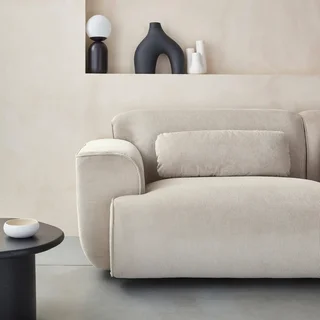 Sofá Wallas 3 Lugares Veludo Cotelê Greige Elegante e Confortável