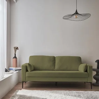 Beiges Kordsamt 3-Sitzer Sofa mit schwarzen Metallbeinen skandinavischer Stil Bjorn