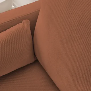 3-Sitzer Sofa Cord Samt Beige mit Schwarzen Metallfüßen Skandinavischer Stil