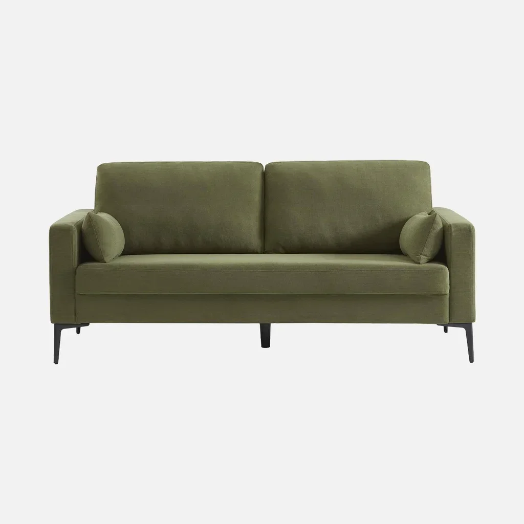 Beiges Kordsamt 3-Sitzer Sofa mit schwarzen Metallbeinen skandinavischer Stil Bjorn