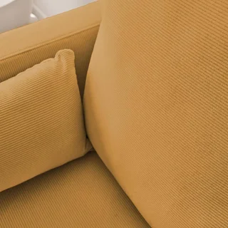 3-Sitzer Sofa Bjorn Beige Cord Samt Schwarze Metallbeine