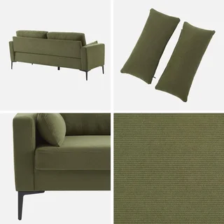 Beiges Kordsamt 3-Sitzer Sofa mit schwarzen Metallbeinen skandinavischer Stil Bjorn