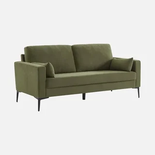 Beiges Kordsamt 3-Sitzer Sofa mit schwarzen Metallbeinen skandinavischer Stil Bjorn