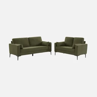 Beiges Kordsamt 3-Sitzer Sofa mit schwarzen Metallbeinen skandinavischer Stil Bjorn