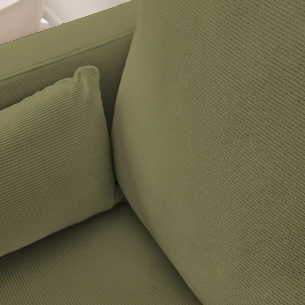 Beiges Kordsamt 3-Sitzer Sofa mit schwarzen Metallbeinen skandinavischer Stil Bjorn