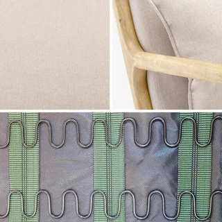 Fauteuil à bascule Lorens bleu en hévéa massif style scandinave