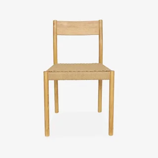 Chaise bois hévéa assise corde lot 2 Ella bohème naturelle
