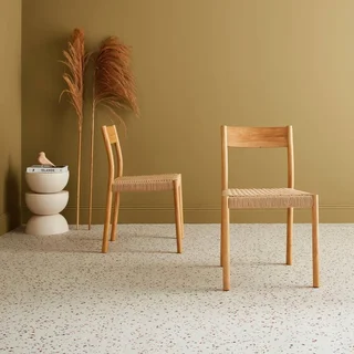 Chaise bois hévéa assise corde lot 2 Ella bohème naturelle