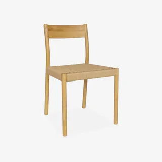 Chaise bois hévéa assise corde lot 2 Ella bohème naturelle