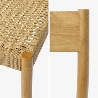 Chaise bois hévéa assise corde lot 2 Ella bohème naturelle