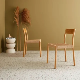 Chaise bois hévéa assise corde lot 2 Ella bohème naturelle