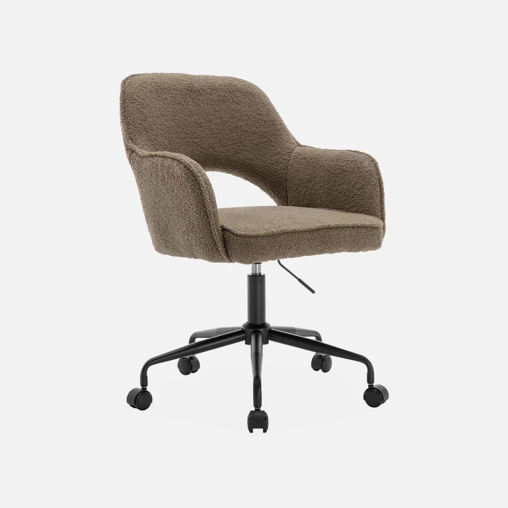 Chaise de bureau Jim pivotante bouclette vintage confort