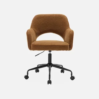 Chaise de bureau pivotante Jim en bouclette vintage avec roulettes