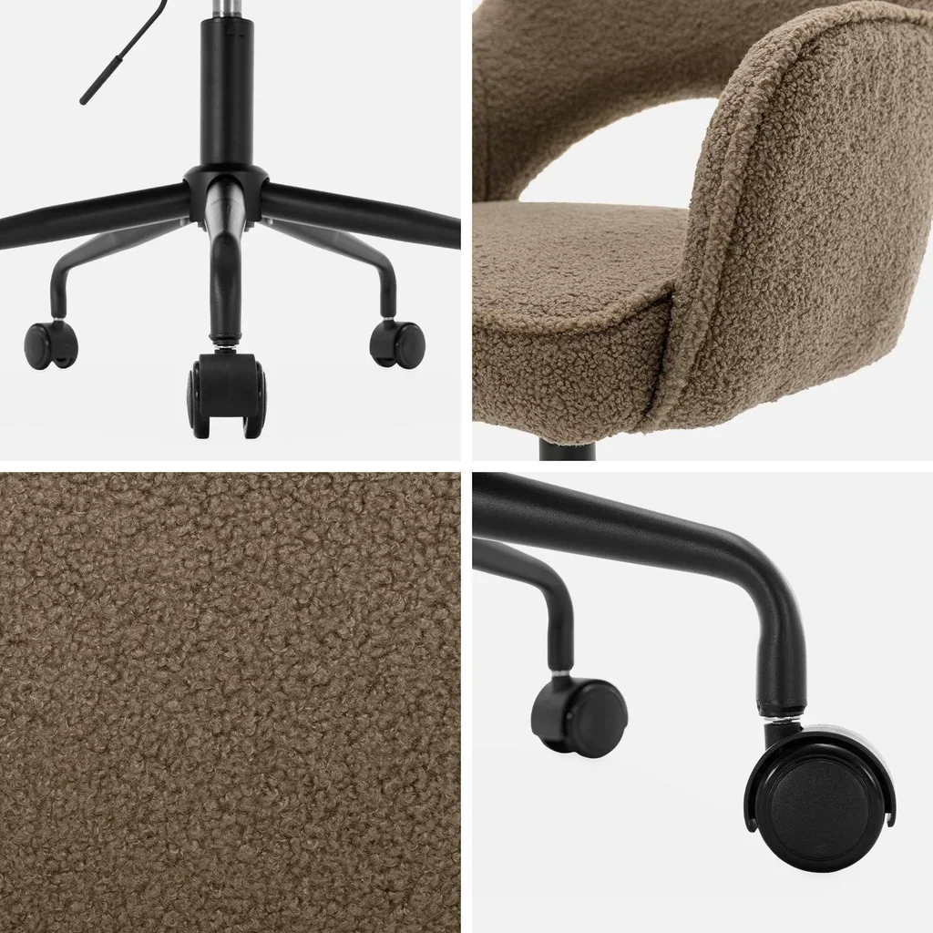Chaise de bureau Jim pivotante bouclette vintage confort