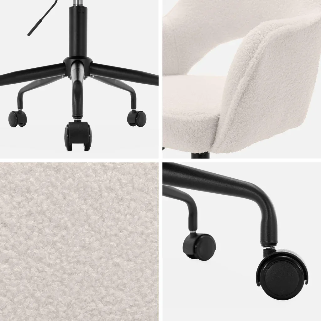 Chaise de bureau pivotante bouclette Jim vintage confort réglable
