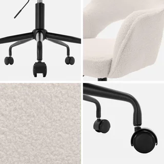 Chaise de bureau pivotante bouclette Jim vintage confort réglable