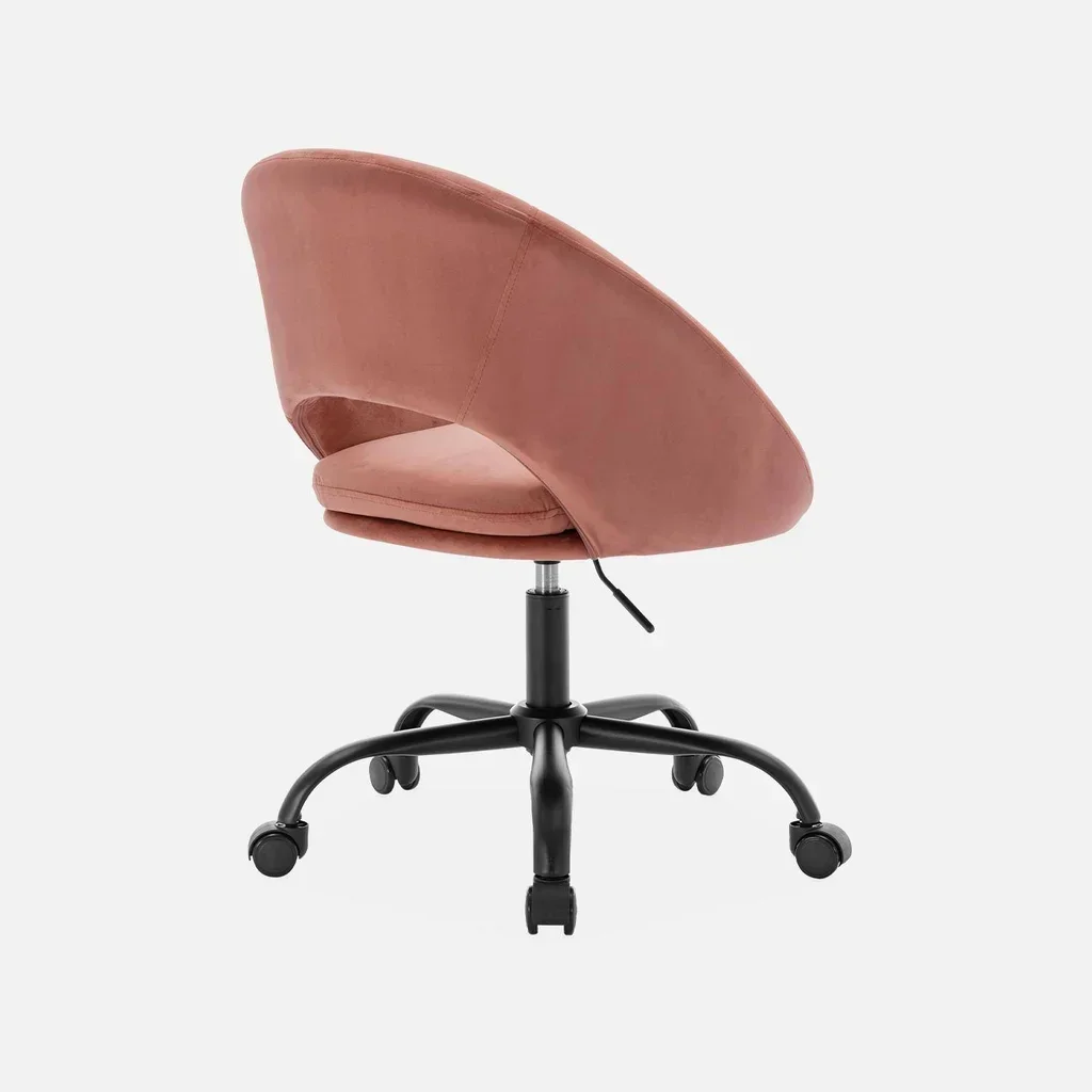 Chaise de bureau pivotante velours noir mat avec roulettes - Collection Pam