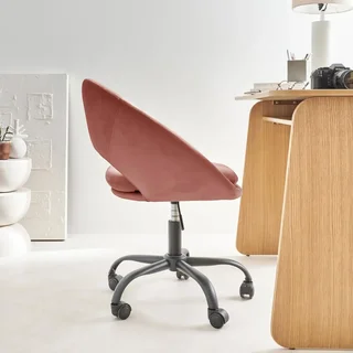 Chaise de bureau pivotante velours noir mat avec roulettes - Collection Pam