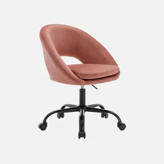 Chaise de bureau pivotante velours noir mat avec roulettes - Collection Pam
