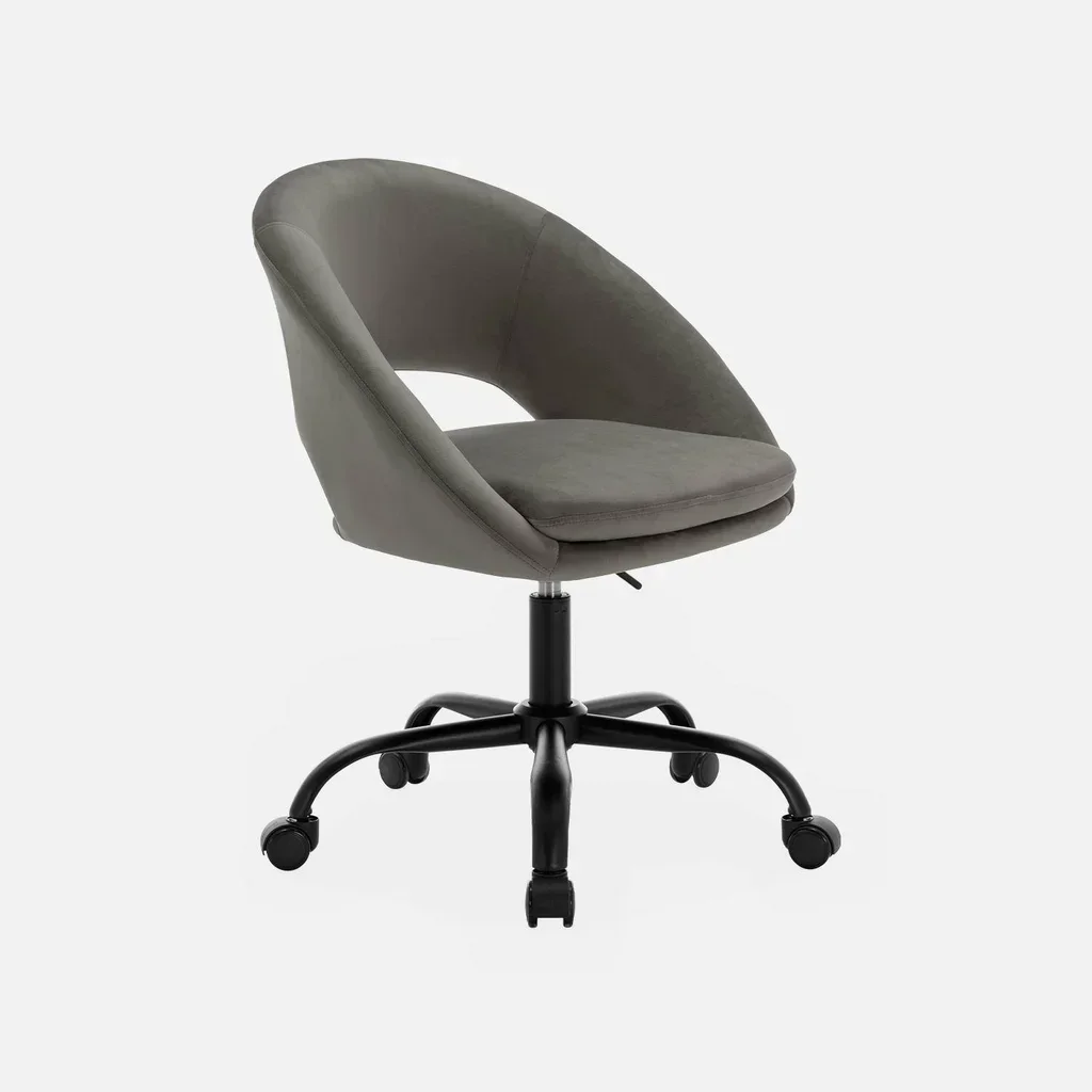 Chaise de bureau velours pivotante à roulettes style vintage Pam