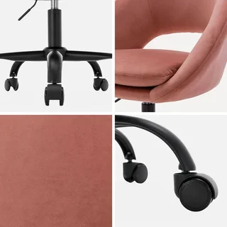 Chaise de bureau pivotante velours noir mat avec roulettes - Collection Pam