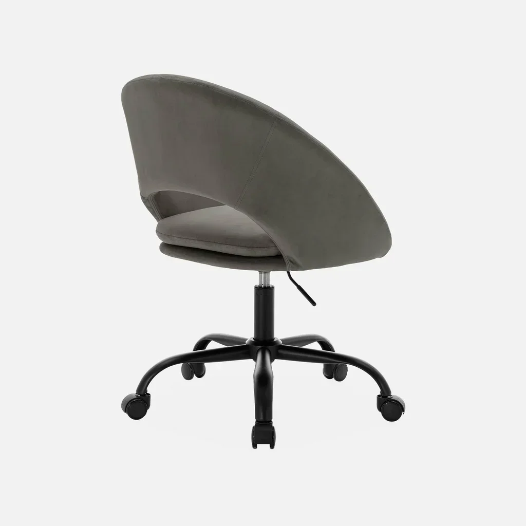 Chaise de bureau velours pivotante à roulettes style vintage Pam