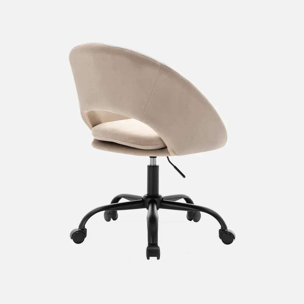 Chaise de bureau velours pivotante à roulettes design vintage Pam