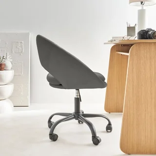 Chaise de bureau velours pivotante à roulettes style vintage Pam