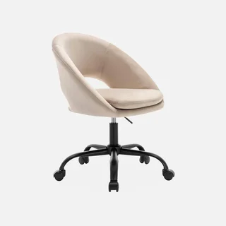 Chaise de bureau velours pivotante à roulettes design vintage Pam
