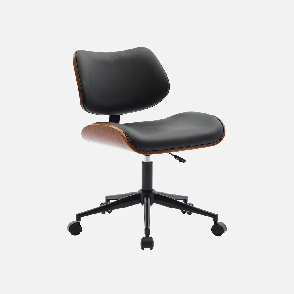 Chaise de bureau Ikaroch blanc bois courbé roulettes design