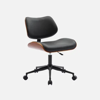 Chaise de bureau Ikaroch blanc bois courbé roulettes design