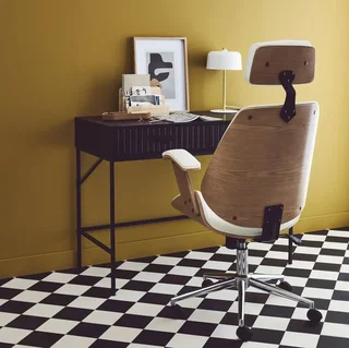 Silla Oficina Blanca Madera Curva Cuero Sintético Ruedas Diseño