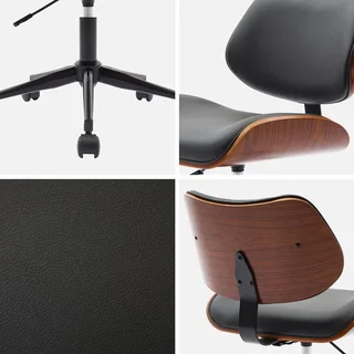 Chaise de bureau Ikaroch blanc bois courbé roulettes design
