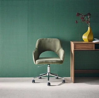 Sedia da Ufficio Velluto a Coste Cachi Base Cromata con Ruote Jim