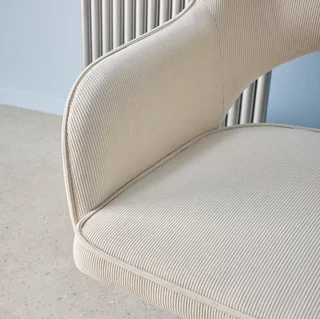 Sedia da Ufficio Jim Velluto a Coste Cachi Ruote Cromate Vintage