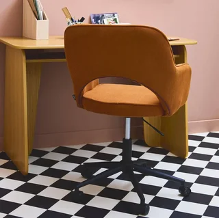 Chaise bureau velours côtelé kaki pivotante à roulettes Jim