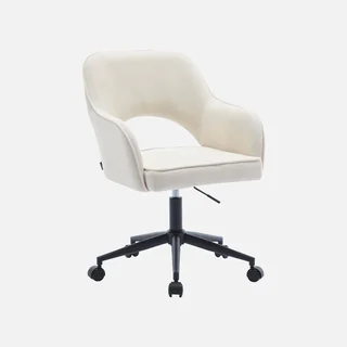 Chaise bureau velours côtelé kaki foncé à roulettes Jim