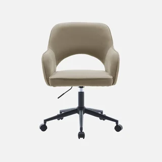 Chaise de bureau pivotante en velours côtelé kaki à roulettes Jim