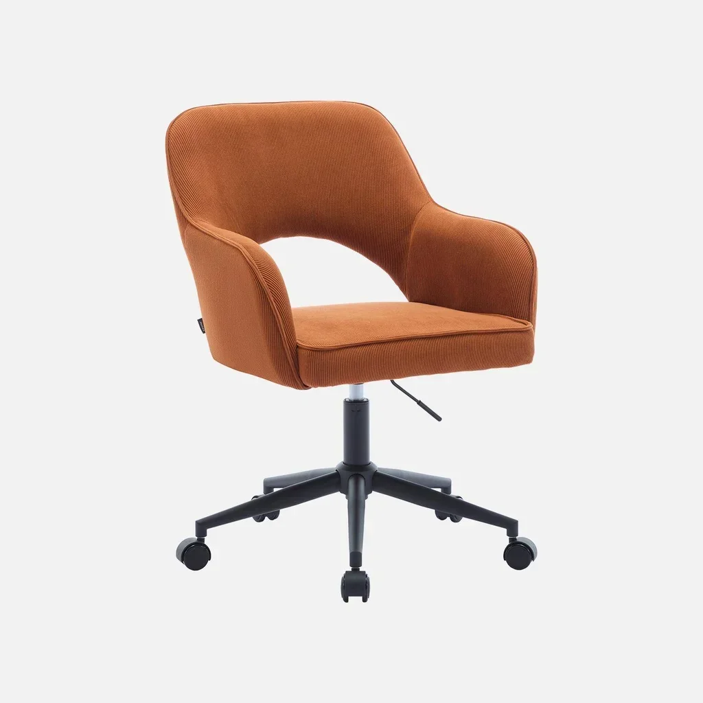 Chaise bureau velours côtelé kaki pivotante à roulettes Jim