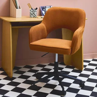 Chaise bureau velours côtelé kaki pivotante à roulettes Jim