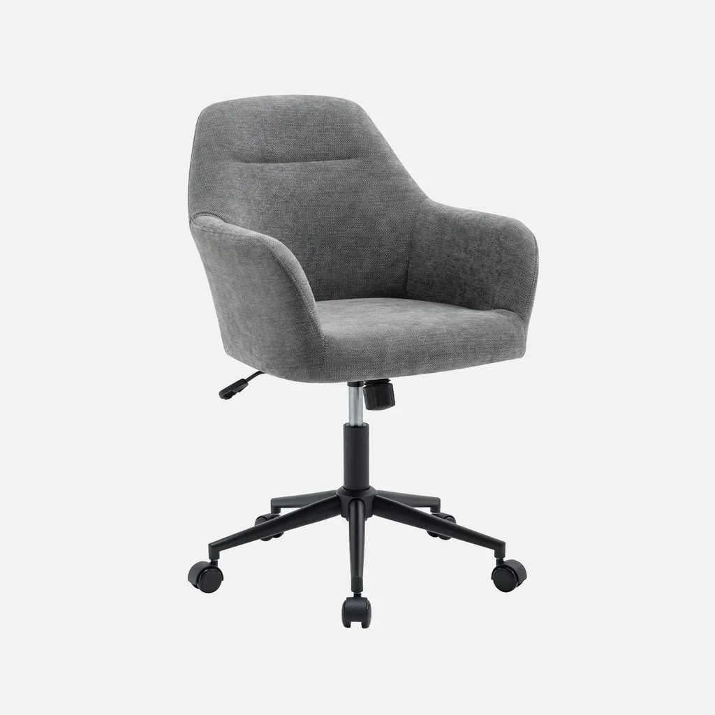 Chaise de bureau pivotante réglable en tissu chenille avec accoudoirs et roulettes - Stan