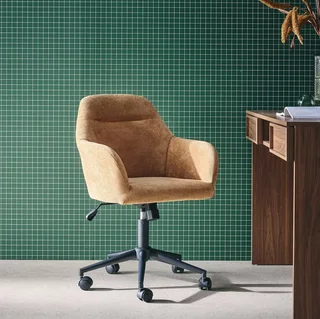 Chaise bureau pivotante réglable métal tissu chenille confort