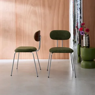 Chaise design bois courbé noyer tissu déperlant Oeko Tex lot 2